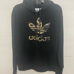 Adidas Black Hoodie with Large Camo Logo